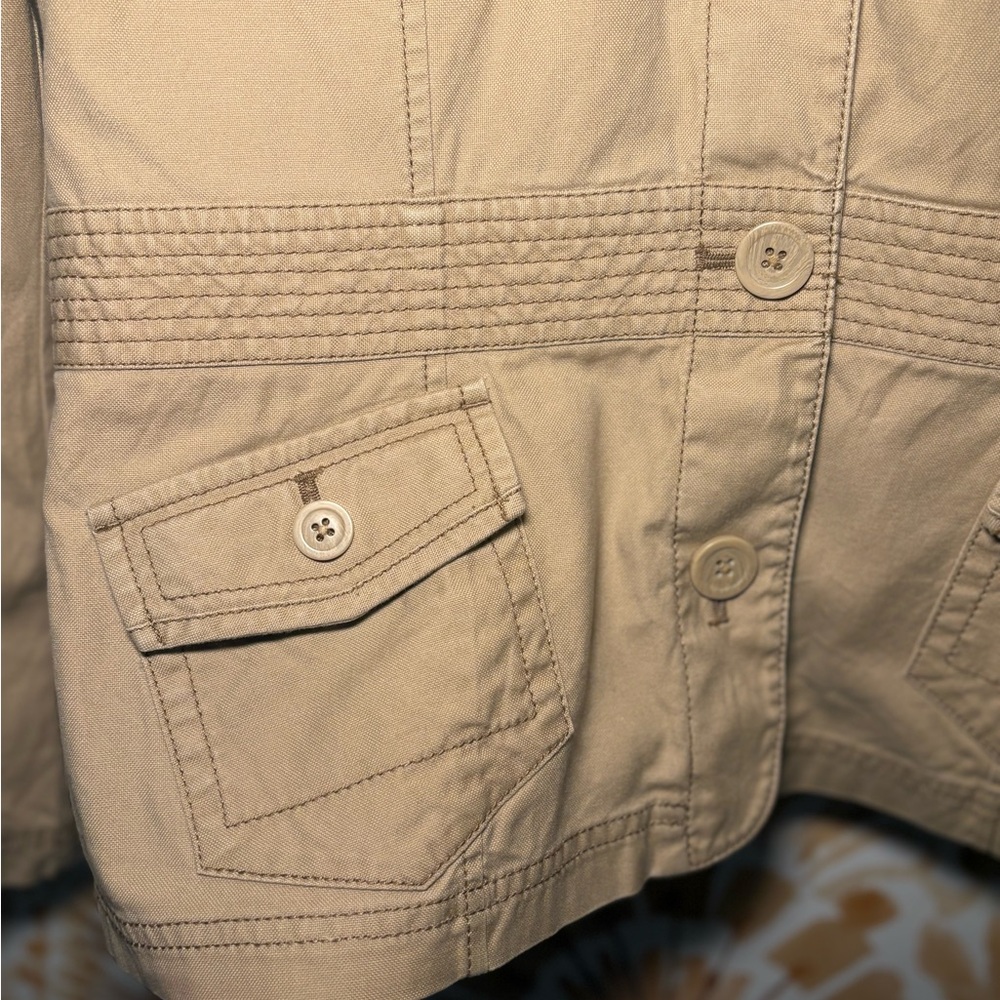 LOFT Tan Safari Style Feminine Utility Jacket with Cinched Waist Detailing 12 - Picture 6 of 7